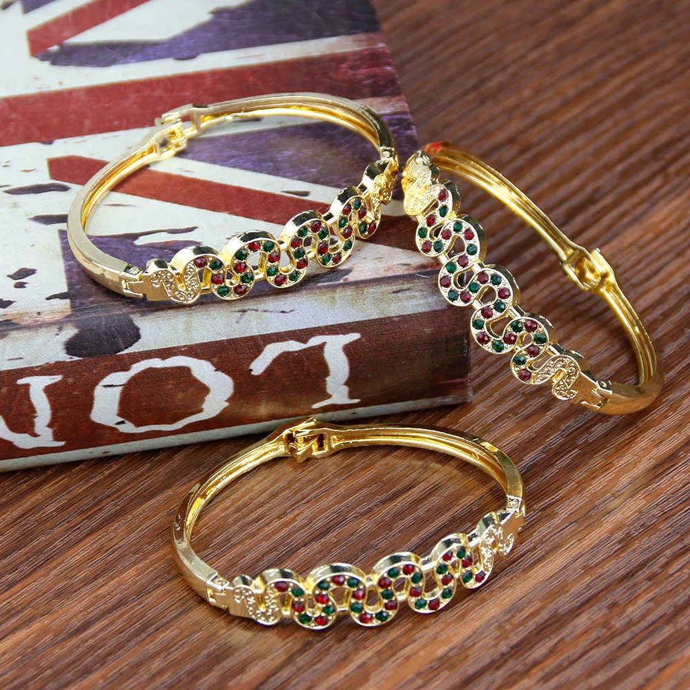 Sunspicems Färgglada Marocko Bangle Guldpläterad Tunn Manschett Armband för Kvinnor Full Rhinestone Arab Etniska Bröllop Smycken Gift Q0719