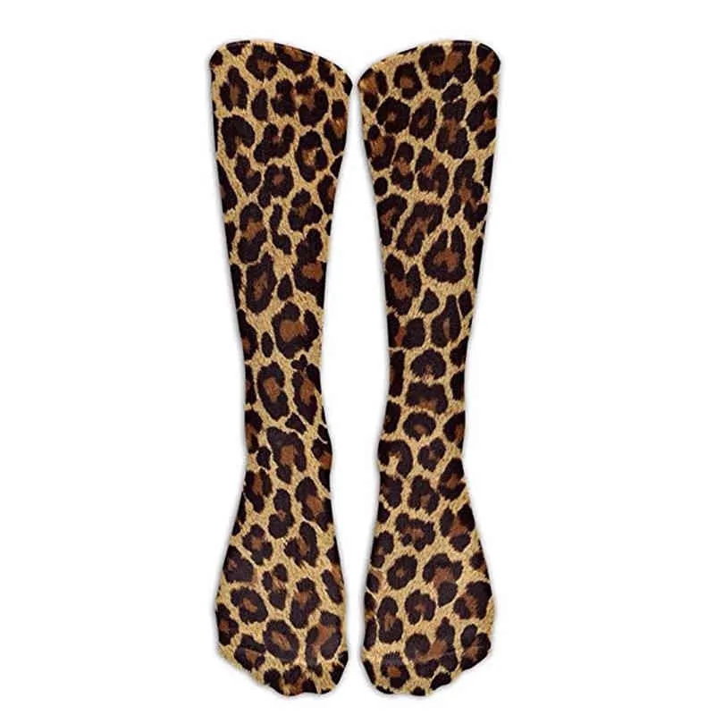 Leopardo serpiente Sexy novedad calcetines mujeres divertido Casual algodón alta rodilla mujer Harajuku feliz dibujos animados 3d impreso hombres