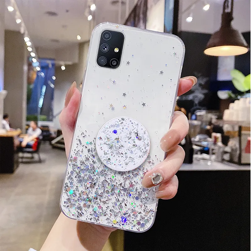 Clear Bling Case Voor Samsung Galaxy S21 Ultra S20 FE S10 Plus Note 20 10 Lite A12 A32 A52 a72 5G A71 A51 A21S M51 Met Standaard Holde1615200