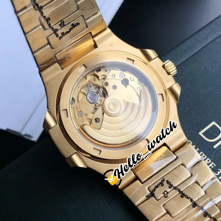 GDF 40mm 5711 7118 5711 1A 7118 1R Miyota 8215 Relógio Masculino Automático Marcas de Diamante Mostrador Dourado Texturizado 18K Amarelo Todo em Aço Dourado Bra269w