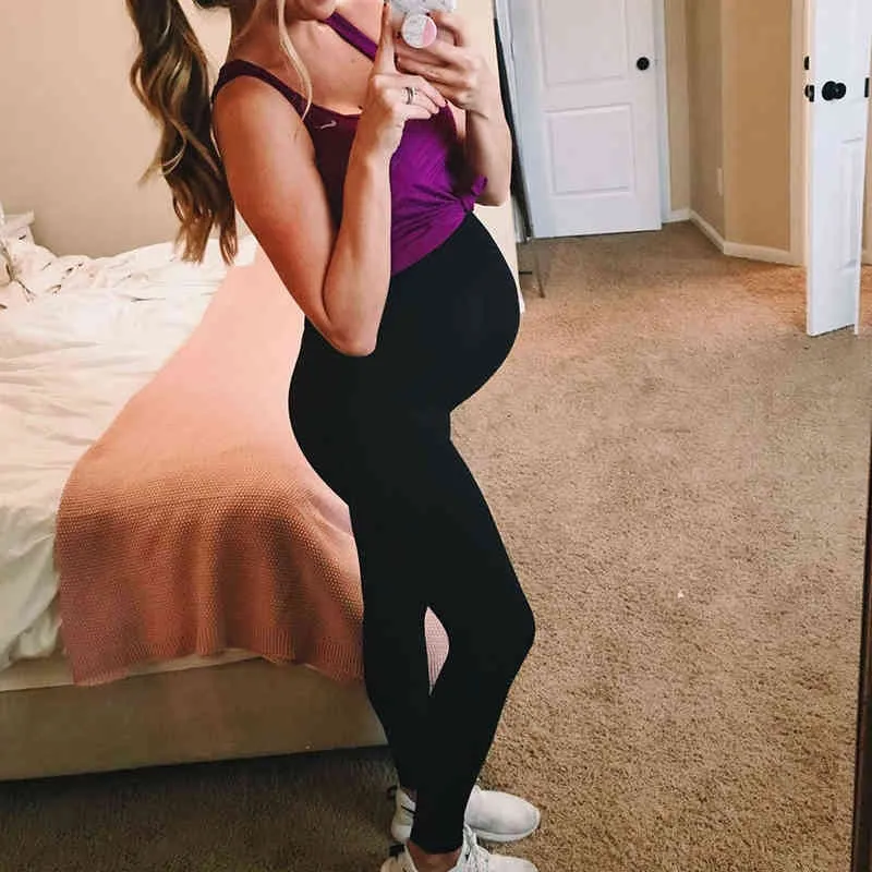 Maternity Leggings High Waist Belly Support Leggins för gravida kvinnor Graviditet Skinny Pants Body Shaping Postpartum Byxor 211215