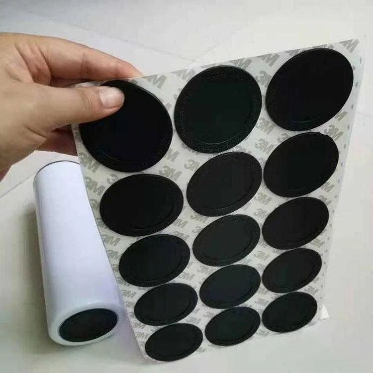 Round Black Rubber Coaster Pad Self Adhesive Cup Bottom Stickers For 15oz 20oz 30oz Tumblers Protective Non-slip Pads