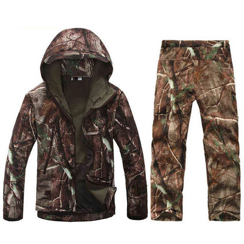 Vintermän taktiska softshell t jacket set camouflage windbreaker vattentät jaktrockar outwear army militär fleece 211217