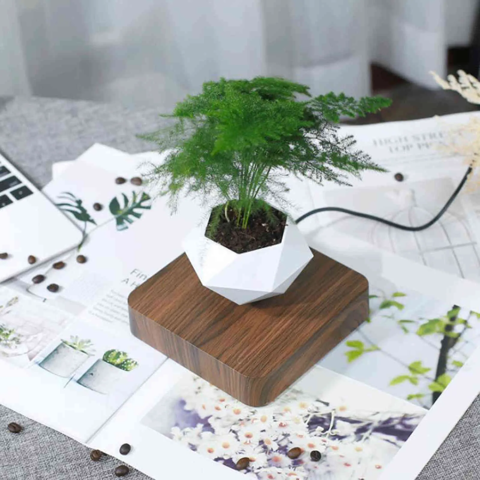 Levitating Air Bonsai Pot Rotation Flower Planters Sospensione magnetica Floating ted Plant Home Senza piante 211130