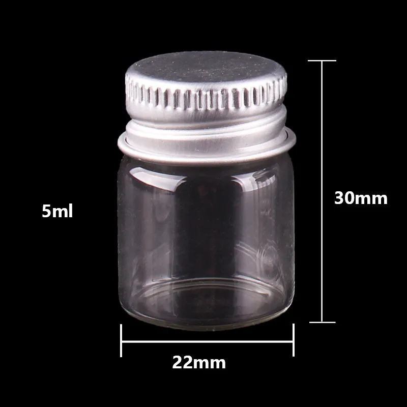 5 ml 6 ml 7 ml 10 ml 14 ml Minik Şeffaf Cam Şişeler Gümüş Vida Kap ile Sevimli Kavanoz Şişeleri DIY Craft 100 adet 210331