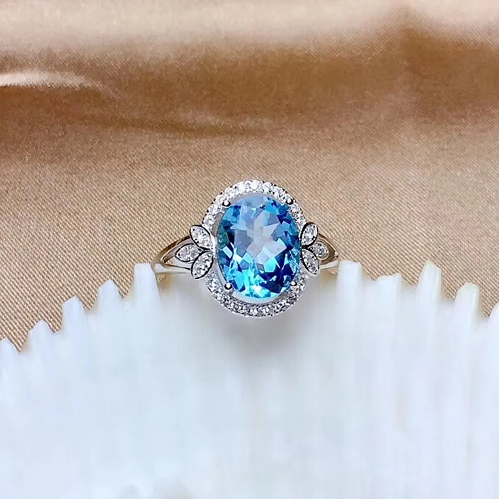 Blue Crystal Topaz Aquamarine Gemstones Diamonds Rings for Women White Gold Silver Color Wedding Engagement Band Party Gifts7482719