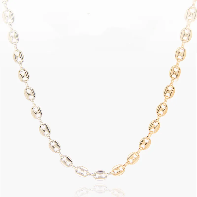 INS Justine Gold and Silver Contrast Color Pia Piatta Collana corta Collarbone Gollarbone Gollarbone Chain310V