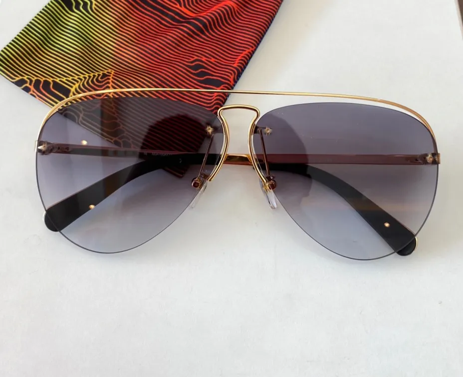Letnie złoto pilotażowe okulary przeciwsłoneczne dla kobiet 1213 Gray gradientowe soczewki pasa startowego Rama mody okulary UV 400 Zużycie oka z pudełkiem 263V