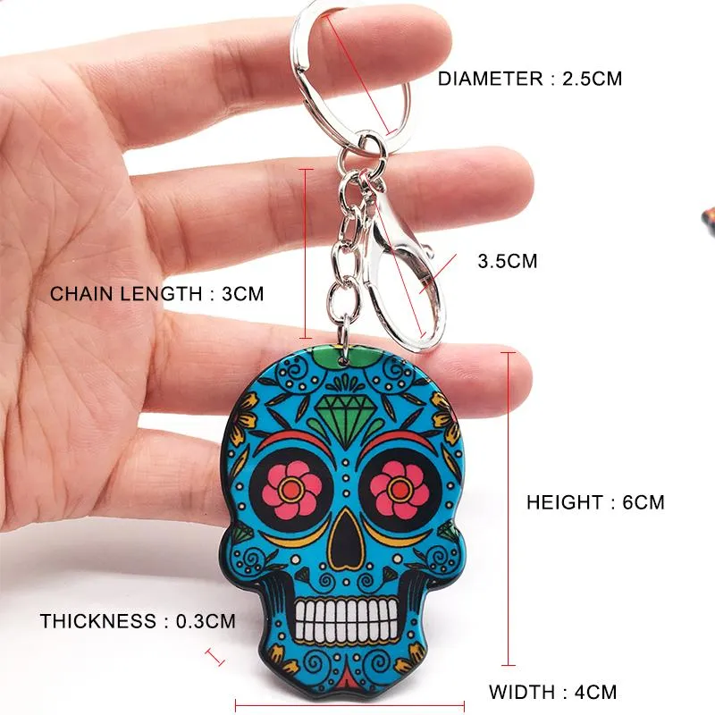 Portachiavi Portachiavi con teschio Calavera Messicano Carino Zucchero dolce Grande Aragosta Portachiavi Portachiavi Halloween Anello in acrilico Borsa Charms206n