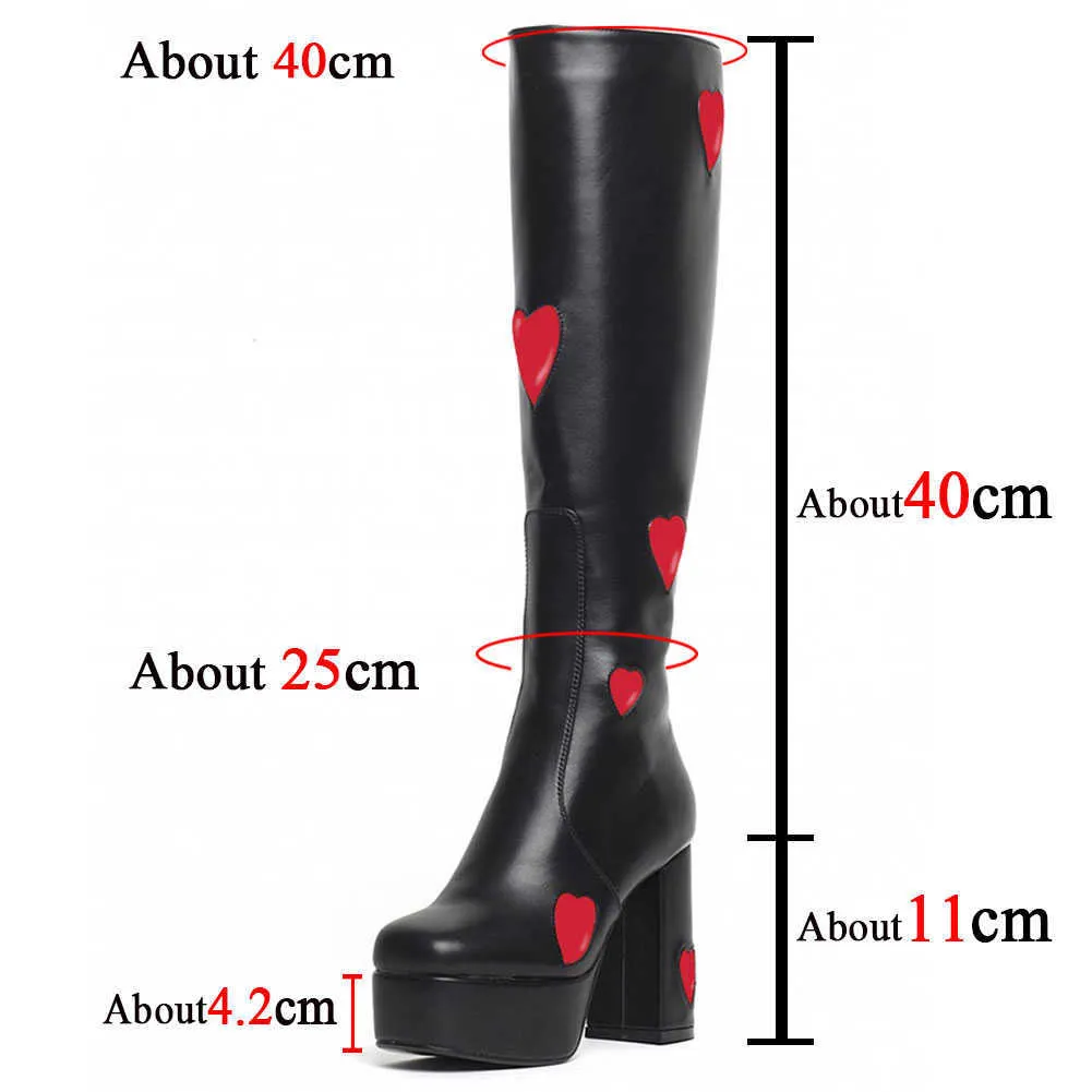 Brand New Fashion Large Size 43 Knee High Boots Autumn Winter Cute Sexy Party High Heels Platform Cool Gothic Style Woman Shoes Y0914