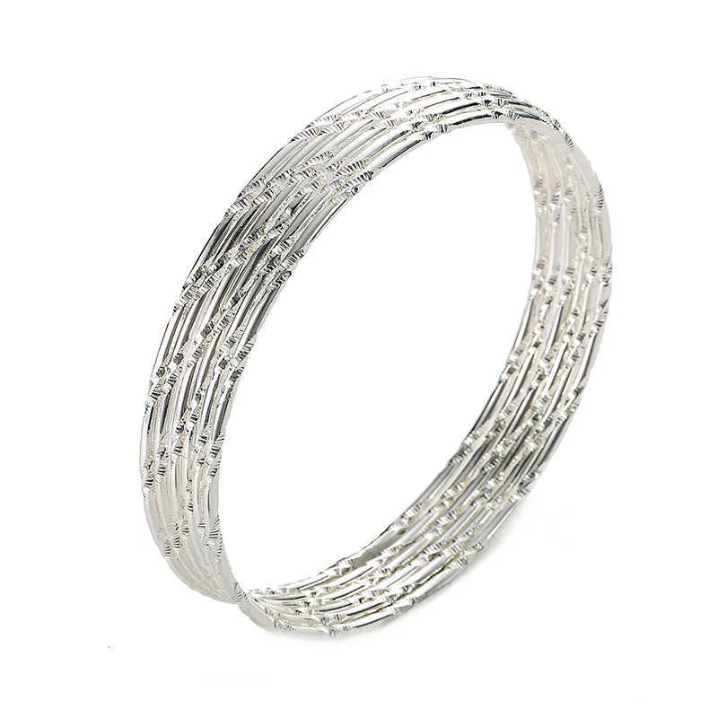 / zestaw Moda Złoto Posrebrzane Bransoletki Bransoletki Dla Kobiet 68mm Big Circle Wire Indian Bangle Biżuteria Party Prezenty Hurtownie X0706