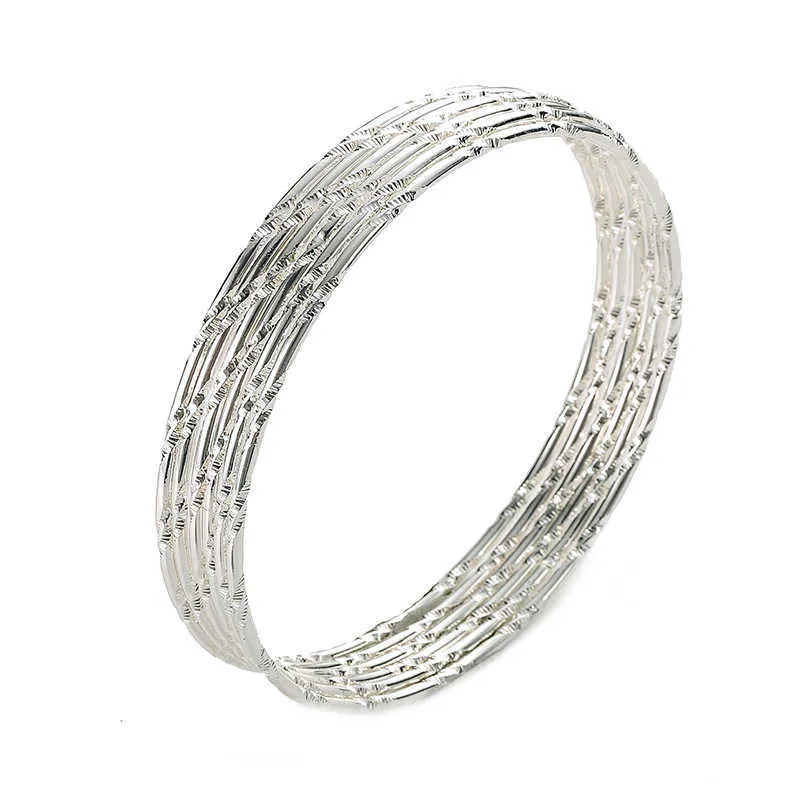 / set mode guld silverpläterade armband armband för kvinnor 68mm stor cirkel tråd indisk bangle smycken party gåvor grossist x0706