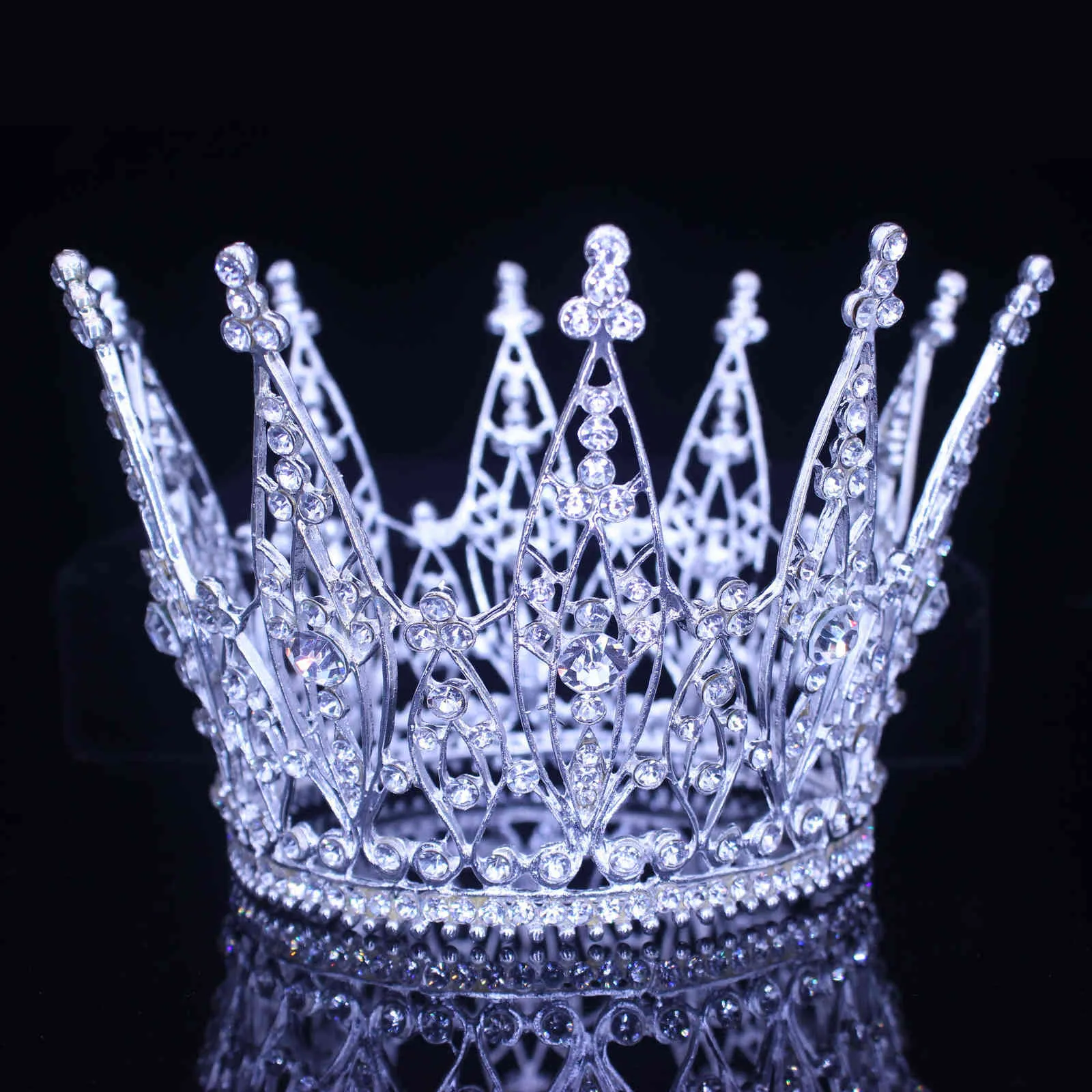 Rhinestone Bride Tiara Crown Bridal Bröllop Hår Smycken Tillbehör Kvinnor Flickor Princess Visa Headdress Headpiece Queen Diadem X0625
