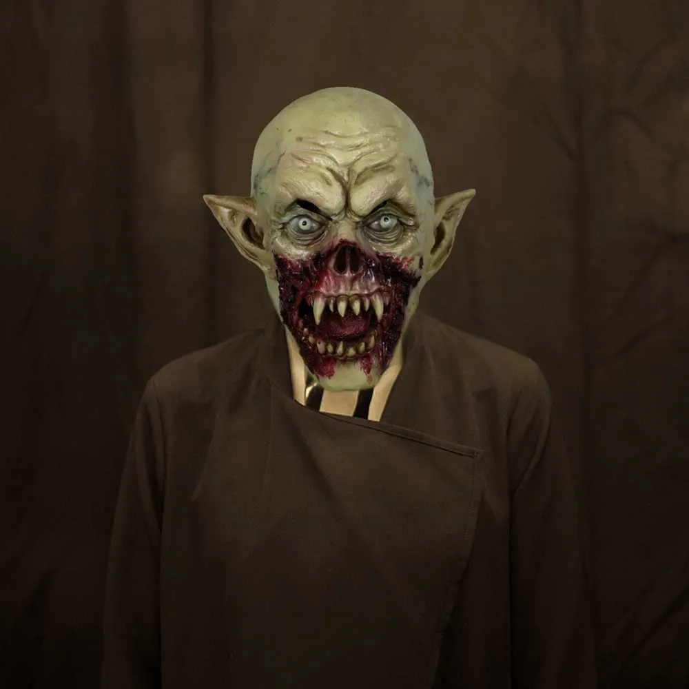 Halloween blodiga läskiga masker Vuxen Zombie Monster Vampyr Mask Latex Kostym Fest Helhuvud Mask L230704