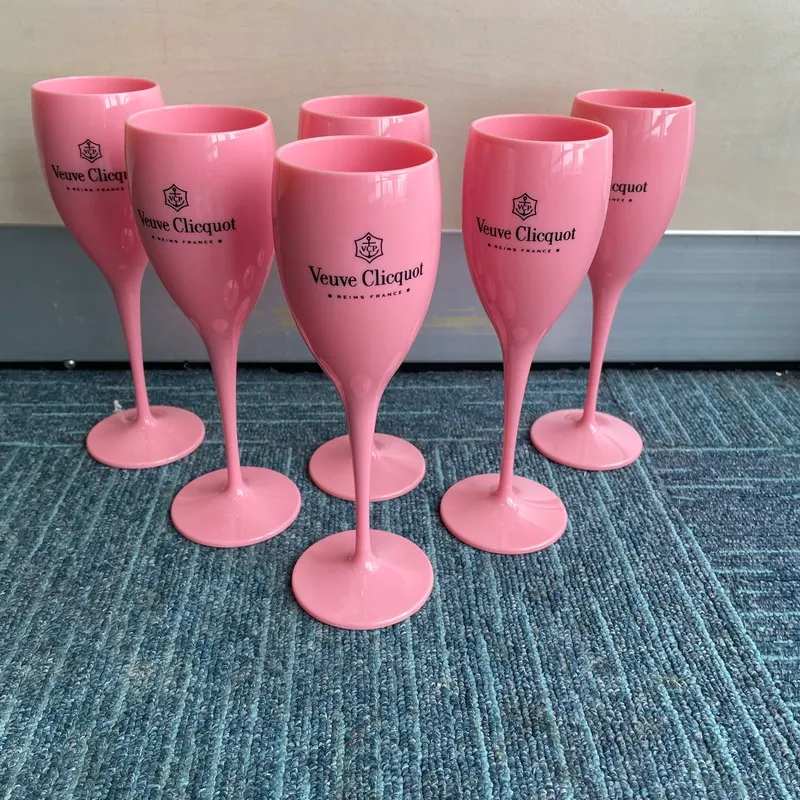 Flickor Pink Plastic Vine Glass Party Unbreakable Wedding White Champagne Coupes Cocktail Flutes Goblet Akryl Elegant Cups239x