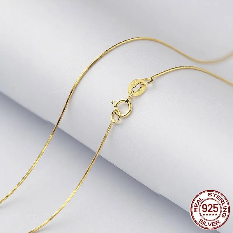 100% стерлингового серебра 925 пробы, 1 мм, ожерелье-цепочка в виде змеи для женщин, золотые ювелирные изделия для мужчин, 40 см, 45 см, 50 см, 55 см, 60 см, 70 см Chains247z