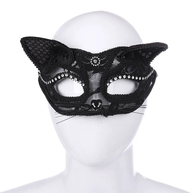 Spitze Katze/Gatto Maske für Frauen Halloween Ostern Karneval Party Kostüm Masken Maskerade Requisiten PVC Maske PD16003B