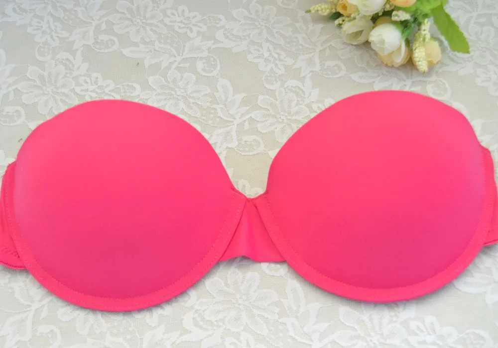 Rensa tillbaka transparent bh kvinnor vadderade push up bh strapless konvertibel justerad stor halv kopp enkel sexig underkläder varje dag 210623