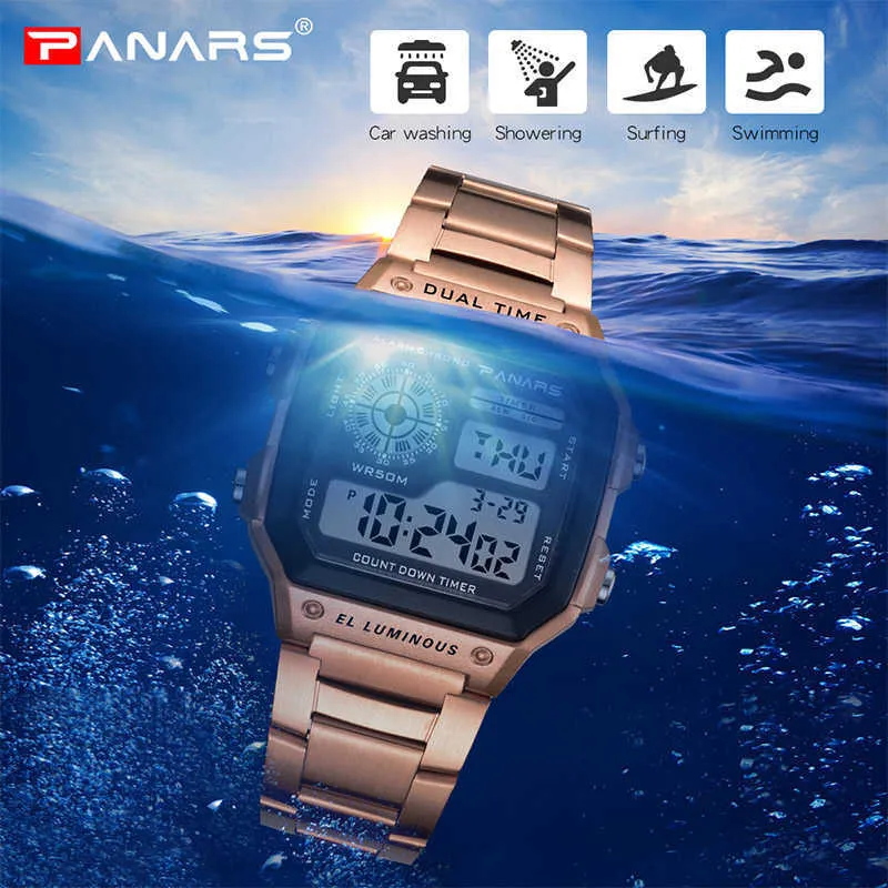 PANARS Business Männer Uhren Wasserdichte G Uhr THOCK Edelstahl Digitale Armbanduhr Uhr Relogio Masculino Erkek Kol Saati 21249v