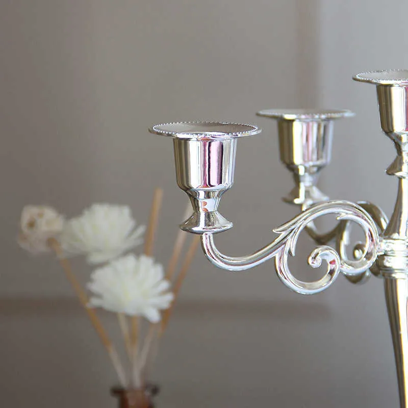 3/5 Köpfe Metallsäule Kerzenhalter Kerzenständer Hochzeitsdekoration Stand Mariage Home Decor Candelabra 210722