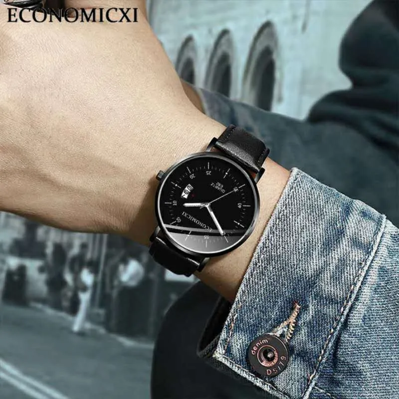 Men Watch Luxury Brand Fashion Ultra-thin Calendar Quartz Wrist Watch Leisure Leather Strap Watches The Clock Relogio Masculino248k