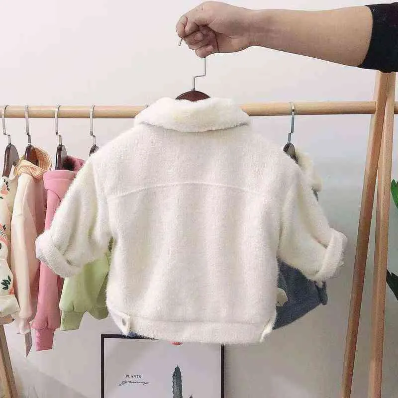 Bebé niña niño invierno primavera otoño abrigos de peluche chaquetas moda algodón abajo niños niños overwear ropa 211204