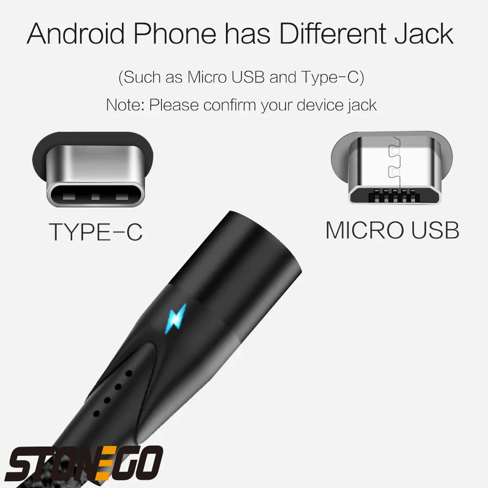 Magnetisches Schnellkabel Micro-USB-Ladetelefon Android-Datenkabel Drahtmagnet-Ladegerät für Samsung Xiaomi Huawei Mobile 3A