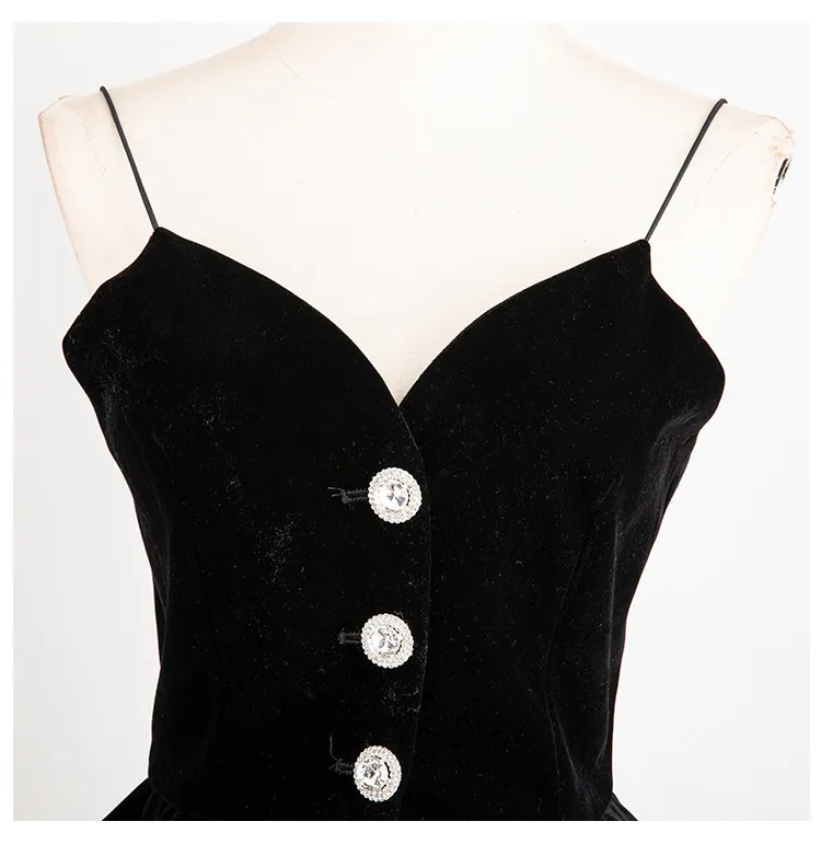 Women Vest Crop Top Diamond Ruffle Velour Tops V-neck Vintage All Match Sexy Short Black Fashion 210524