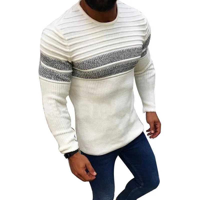 2020 nuovi uomini sexy lavorato a maglia pullover slim fit o-collo maglione maschile High Street pieghettati maglioni pullover tinta unita manica lunga Y0907