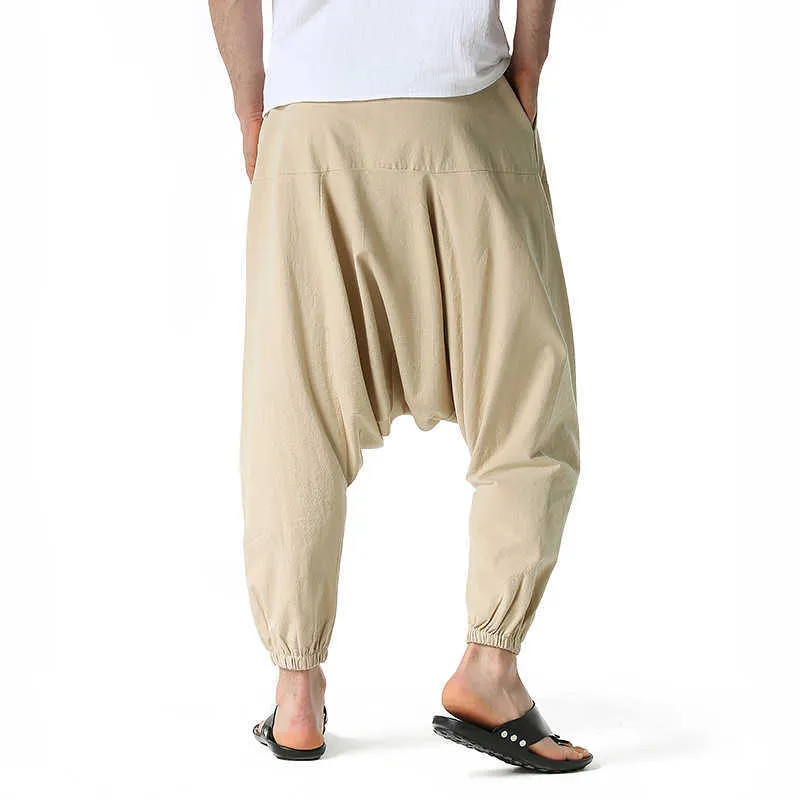 Pantaloni da jogging in cotone da uomo Baggy Hippie Boho Gypsy Aladdin Pantaloni cargo Yoga Harem 0413-4 210715