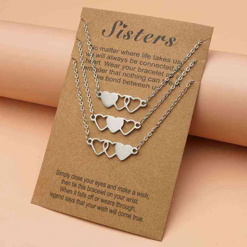 3 pezzi collane corte a forma di cuore amico sorella ciondoli cuore abbinati gioielli regali di compleanno