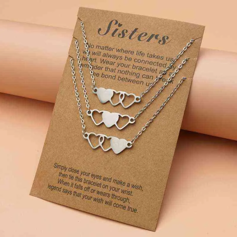 Colliers courts en forme de cœur, 3 pièces, pendentifs en forme de cœur assortis pour amie et sœur, bijoux cadeaux d'anniversaire