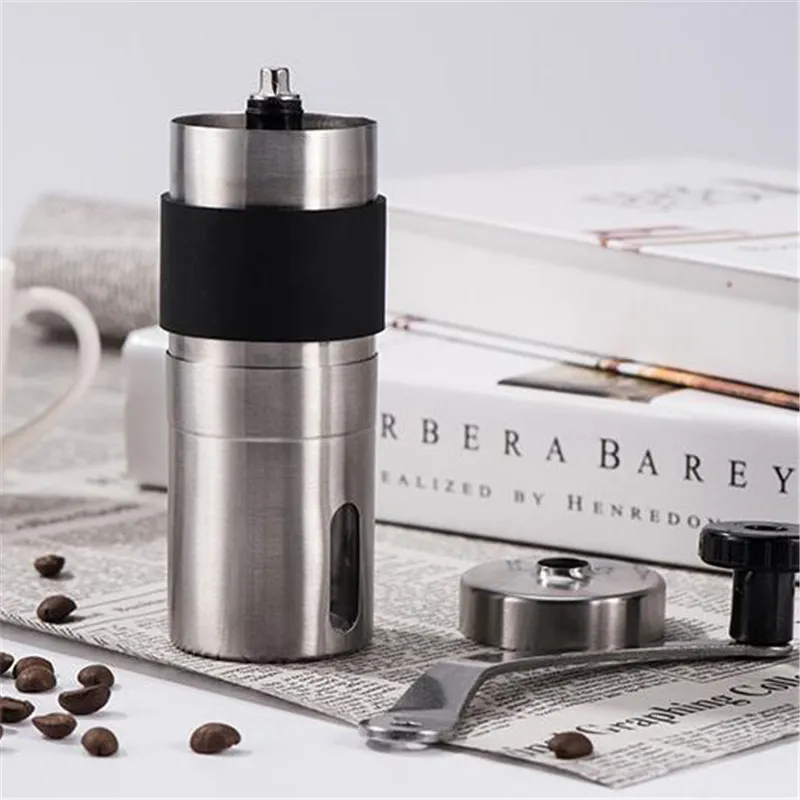 Manual Coffee Grinder Stainless Steel Washable Hand Mill Silicone ware Beans Spice Machine 210423