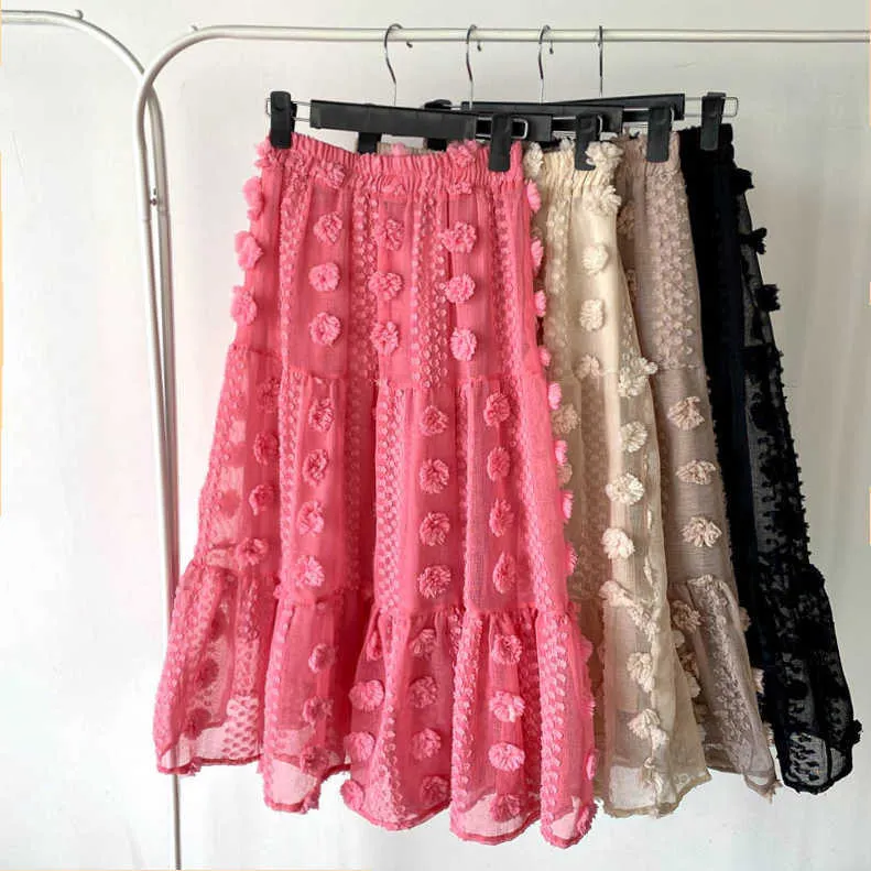 Spring Fashion Wear's Wear Sweet Mao Polka Dot High Waist Faldas Largas Mujer Harajuku Skirt R612 210527