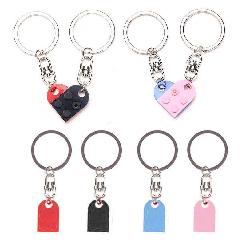 2 pièces/ensemble mignon amour coeur brique porte-clés pour Couples amitié femmes hommes fille garçon porte-clés anniversaire bijoux cadeau G1019