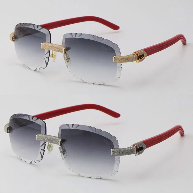 2022 Ny mikrobelagd diamantuppsättning Rimless Aztec Arms Solglasögon Plank Metall Womens Sun Glasses Designer Male and Female Frame 18K G242C