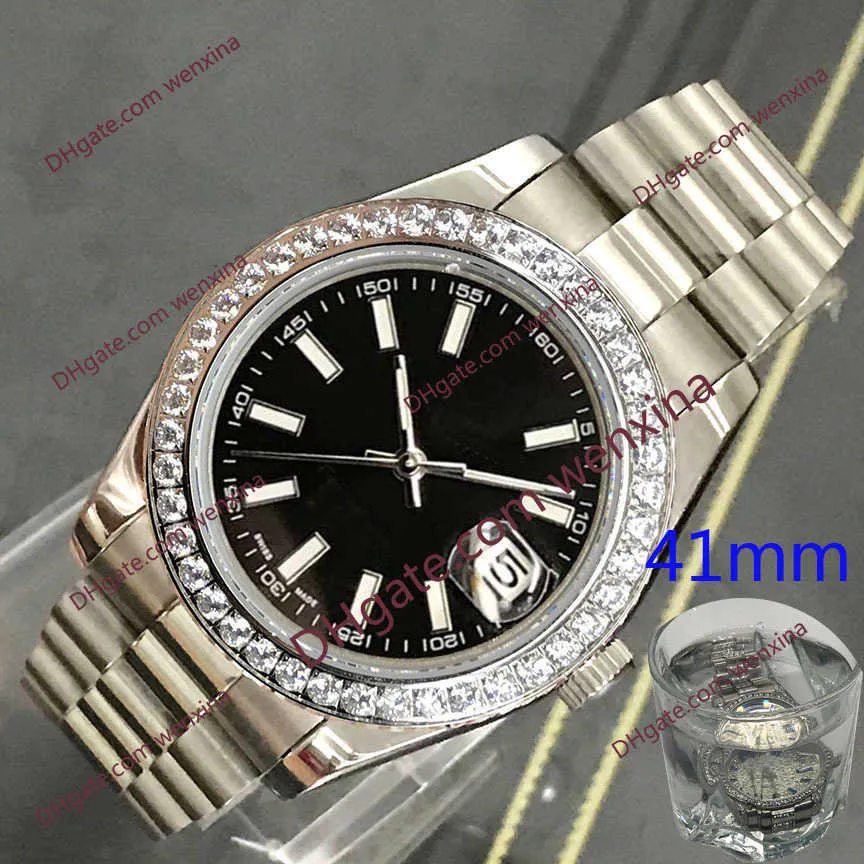 Montres pour hommes Montre en diamant 10 couleurs de haute qualité 41 mm Coque en or avec montre noire de luxe 2813 chiffres romains automatique en acier Wa191W