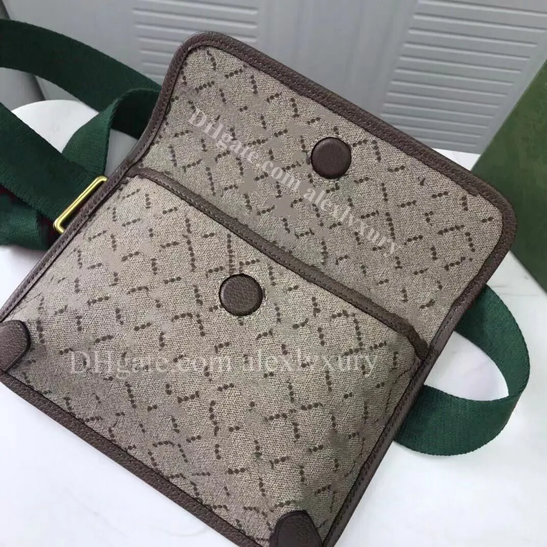 Sacs de taille en toile d'ébène beige unisexe Neo Vintage Tiger Belt Sac vert rouge rayé ruban hommes ordinateur portable bandoulière portefeuille Multi Pochett207z