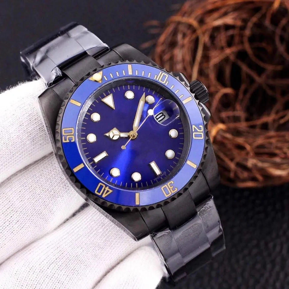 Montre mécanique automatique de qualité supérieure en acier inoxydable bleu noir 40mm montres-bracelets Super lumineux Montre De Luxe montres