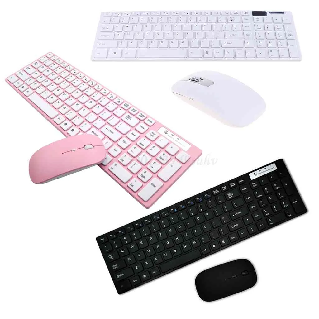 1 Universal Silent Ultra-thin 2.4G Wireless Keyboard and Mouse Set Laptop PC Computer