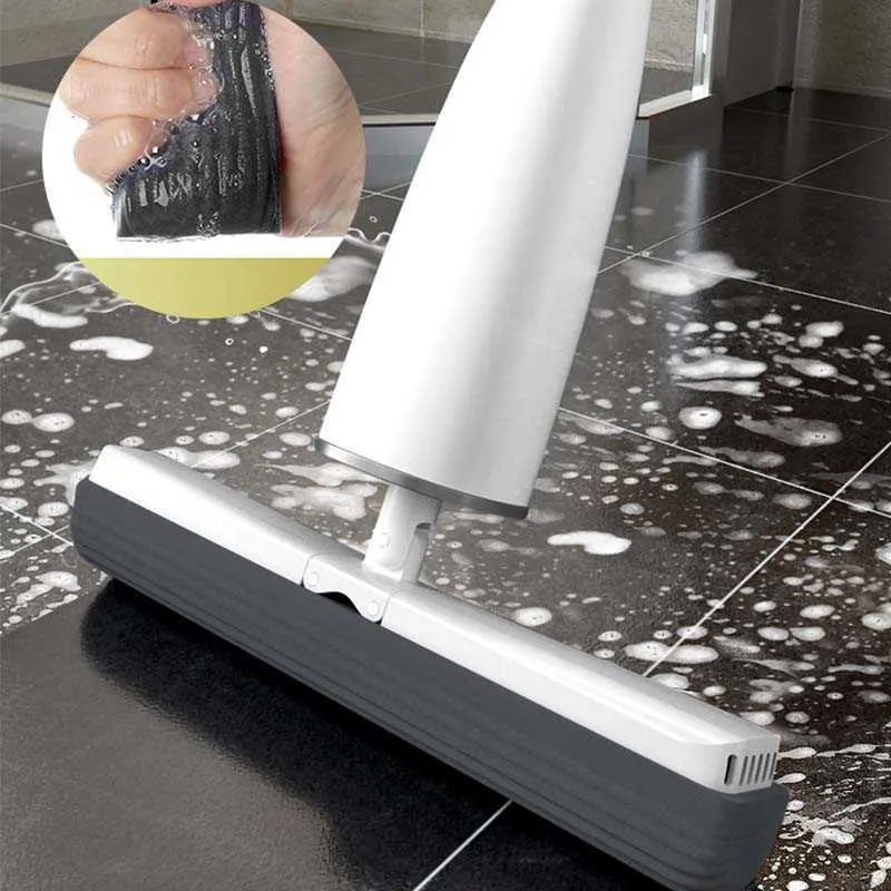 Eyliden Automatic Self-Wringing Mop Flat with PVA Sponge Heads Hand Washing for Bedroom Floor Clean 210830286Q