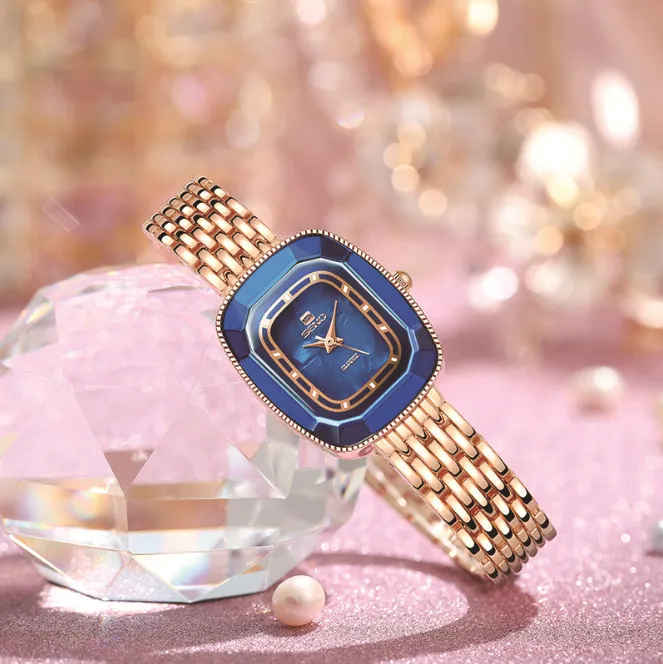 マラカイトのデザインレトロエレガントな高解像度の明るい女性時計クォーツ時計メッシュバンドミネラルハードレックスガラスwristwatc252h