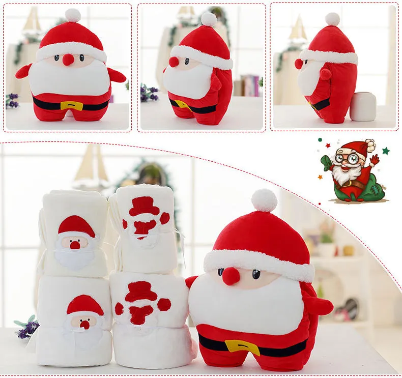 Trzy w jednej poduszki Koc Boże Narodzenie Prezent Kreatywny Santa Claus Poduszka Ręcznie Pokrywa Klimatyzacja Koc