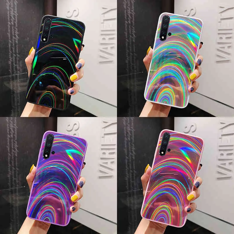 Bunte Regenbogen-Laser-Spiegel-Handyhüllen für Xiaomi Redmi Note 10 9 Pro 10S 9S 8 Mi POCO X3 Pro NFC M3 Weiche rückseitige Abdeckung