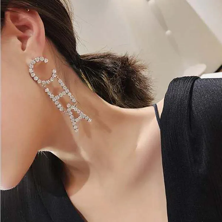 Clear Crystal Letter CHA Drop Dangle Earrings For Women Fashion Jewelry Trendy Statement Accessories Whole & Chandelier2520