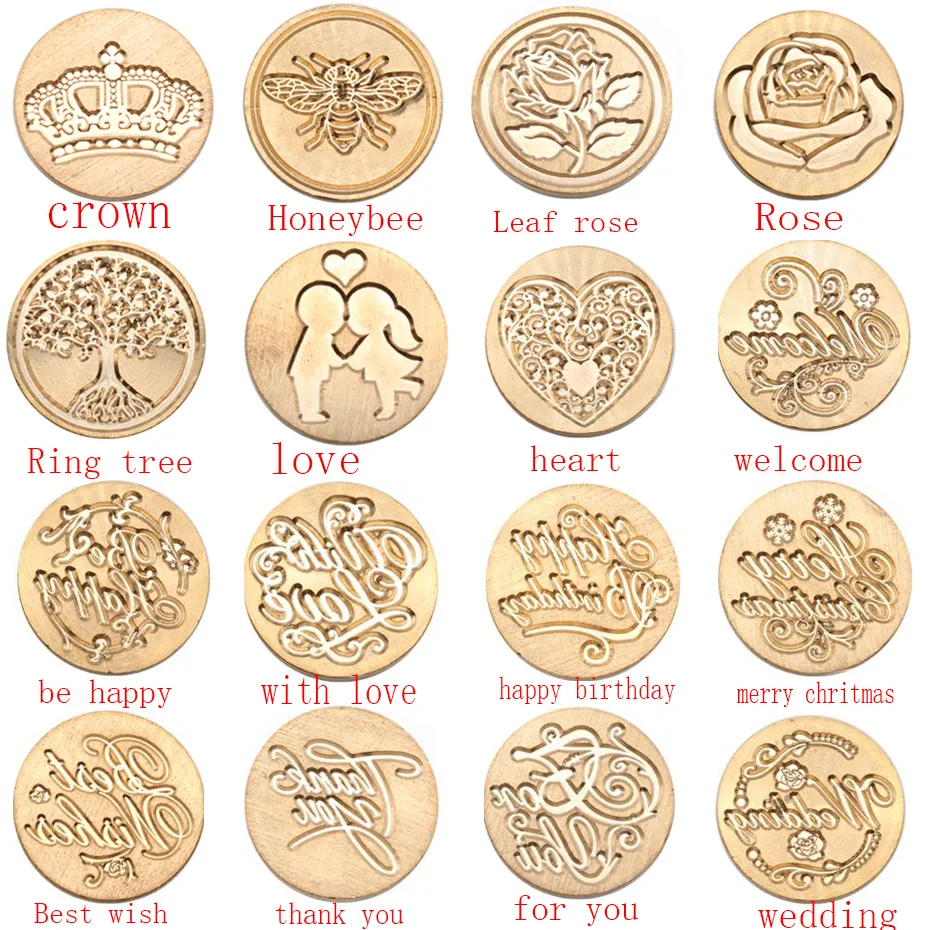 6 pièces peinture sceau bricolage enveloppe timbres Rose couronne arbre ornement classique Invitations de mariage cire sceau timbre pour Scrapbooking