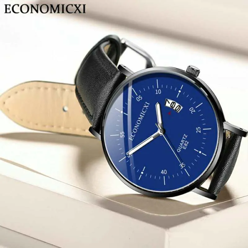Men Watch Luxury Brand Fashion Ultra-thin Calendar Quartz Wrist Watch Leisure Leather Strap Watches The Clock Relogio Masculino248k