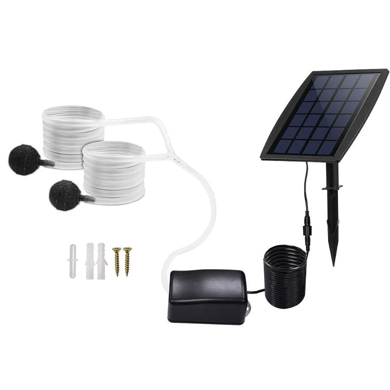 Accessoires de pompes à air Kit de pompe solaire insérant un aérateur d'oxygénateur d'eau souterraine avec des tuyaux d'oxygène pierre pour étang poissons jardin 294y