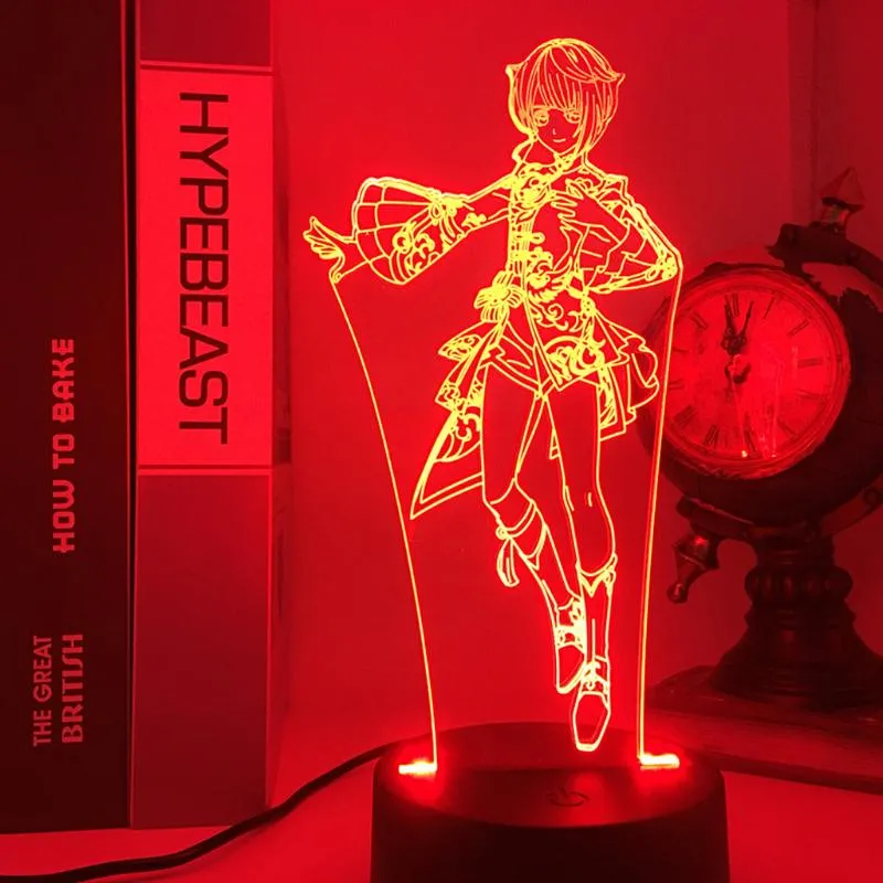 Ночные огни Genshin Impact Lead Light Anime Manga Figure Table Lamp 3D иллюзия новинка в помещении.