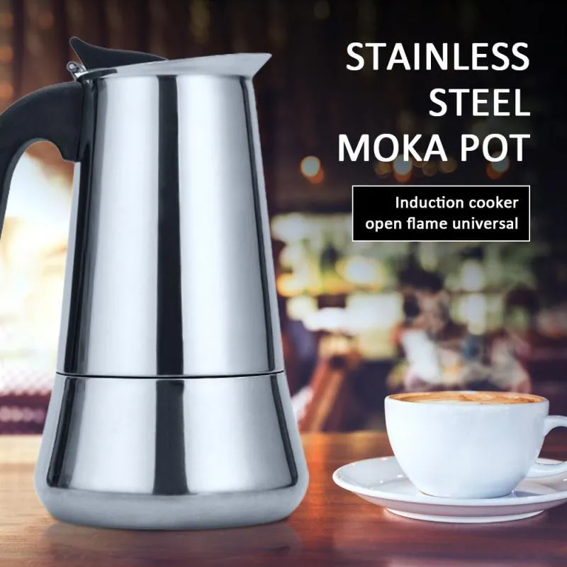 2/4/6/9/12 Cups Coffee Maker Pot Stainless Steel Mocha Espresso Latte Stovetop Filter Moka Coffee Maker Coffee Pot For Kitchen 210330